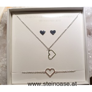 4 tlg. Schmuck-Set Herz 'silber'